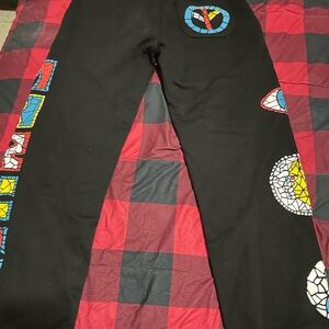 China Town Market Black Sweatpants with Colorful Geometric Patterns